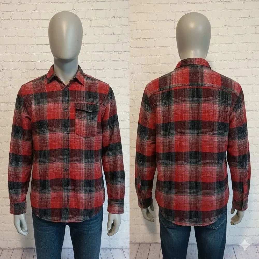 The North Face Arroyo Flannel Shirt Mens Large Red Black Plaid Heavyweight